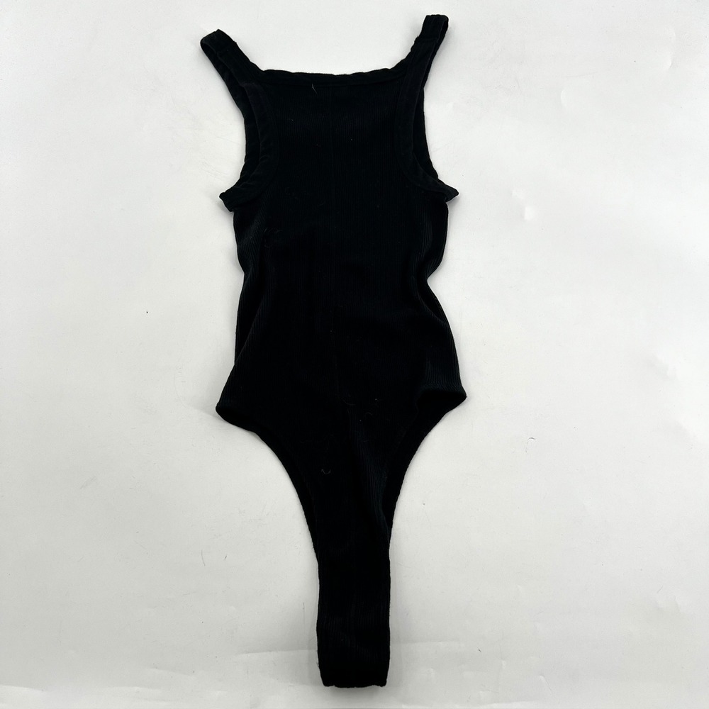 RE/DONE Black Ribbed Knit Tank Bodysuit Scoop Neck Size S 1124-8WRTKB USA Made - Picture 3 of 5